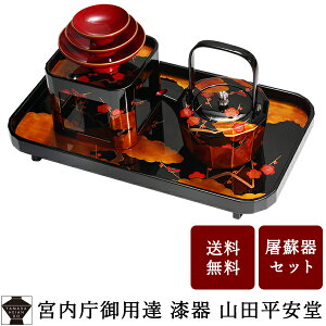 【宮内庁御用達　漆器 山田平安堂】 【 匠の逸品：継承工房 】 漆器 屠蘇器 仁清梅蒔絵(桐箱入)