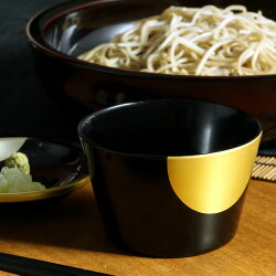 蕎麦猪口(皿付)日月(朱/黒)