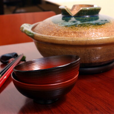 【宮内庁御用達漆器山田平安堂】めし椀(飯椀)ぼかし(ペア)“WEB限定”お箸をサービスお茶碗よりも割れにくい!軽い、熱くない漆器のめし椀