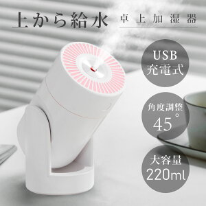 当日発送 加湿器 卓上 アロマ ミニ加湿器 軽量 USB充電式 透明タンク 220ml 静音 省エネ 乾燥対策 持ち運び コードレス 長時間連続加湿 角度調整 コンパクト 卓上加湿器 車載 寝室 家庭 オフィス 送料無料 xr-k155