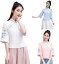レディース 綿麻シャツ チャイナドレストップス エスニックな刺しゅう 半袖チャイナ服 斜めボタン 普段着 夏服 スリム ステージ演出ダンスウェア 発表会 二胡演奏 エスニック チャイナ民国風唐装漢服