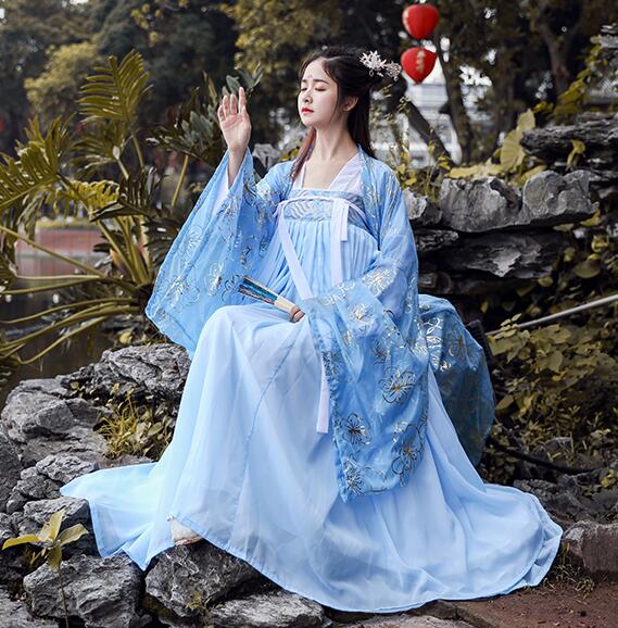 中華美品唐装漢服 古典写真撮影ドレス 羽織 中華服舞台服装 仙女古典美人服 レディース華流ステージ演出コスプレ衣装/中国古代宮廷風コスプレ衣装 学園祭/チャイナドレス