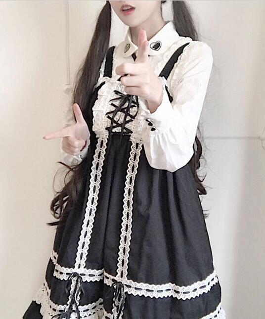 萌え可愛いロリータワンピース　レースキャミソールワンピリボン　3色　lolita　春秋夏　日常服　コスプレ衣装　清純なドレス　フリルお嬢風ドレス　森ガール　日系　ヘア飾りおまけ