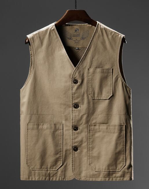 メンズ多機能ベスト コットン シンプル Vネック メッシュベスト 男性ベスト ミリタリー 春秋マルチポケット チョッキ おしゃれ ３０代 40代 普段着 激安セール アウトドアベスト 大きいサイズ カメラマン お釣りベスト 代 ジレ