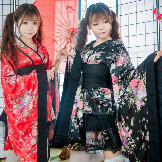 Cospaly衣装 ワンピース 和風ロリータワンピース ハロウィン コスプレ衣装 レディース バック大リボン 桜柄 黒 赤 ロリータ洋服 舞台ダンス衣装 仮装衣装 パーティードレス