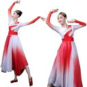 古典風踊りダンス衣装 切り替え シフォン社交ダンスウェア 飄逸な演出ドレス スパンコール レイヤード風 舞台演奏衣装 扇子舞剣舞太極拳演舞舞台ステージ衣装 楽器...