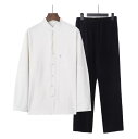 太極拳服 メンズ リネンカンフー服 太極拳上下セットアップ 綿麻 春秋太極拳ウェア パパ 5色 中華風 中国カンフー 衣装 表演服 武術 演出服 練習用 太極拳...