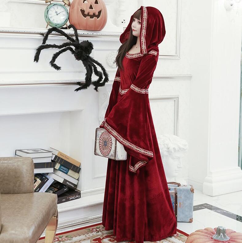 ハロウィンハロウィンコスプレ衣装　レディース魔女cosplay ワイン　振袖　魔女cosplayワンピース　4点セット　 団体服　Halloweコスプレ衣装 変身仮装 舞台演出　コスチューム　仮装変装 yamadasyouji-10003025 yamadasyouji サンプル画像3