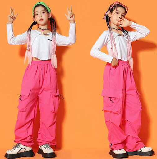 子供舞台ダンス衣装 春夏長袖tシャツ カーゴパンツ ローズ ロング丈パンツセット ショート丈tシャツ ヒップホップジャズダンスウェア チアガール チアリーディング hiphopjazzダンスウェア ステージ演出服 子供舞台ダンス衣装 春夏長袖tシャツ カーゴパンツ ローズ ロング丈パンツセット ショート丈tシャツ ヒップホップジャズダンスウェア チアガール チアリーディング hiphopjazzダンスウェア ステージ演出服
