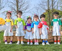 子供サロペット 日常服半袖tシャツ カラフルトップス オーバーホール ハーフパンツ 夏チアガール 女の子/男の子ヒップホップジャズダンス衣装 チアリーディング 社交ダンス衣装 HIPHOP イベント コスチューム