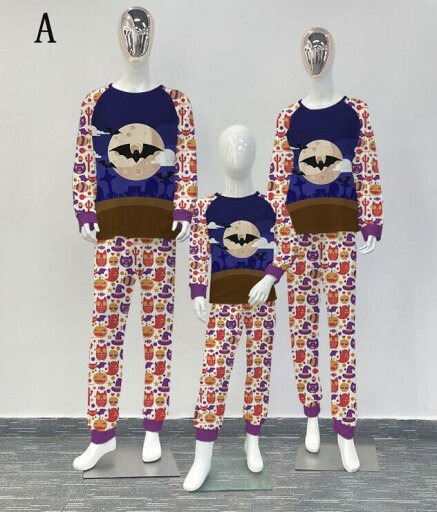 ハロウィン親子ペアパジャマ ハロウィン元素プリント Happy Halloweenルームウェア 月プリント 子供 男女兼用 ベビー ハロウィンコスプレ ロング丈パンツ 子供 ママ パパ 家族部屋着 長袖tシャツ パジャマ上下セット ハロウィン親子ペアパジャマ ハロウィン元素プリント Happy Halloweenルームウェア 月プリント 子供 男女兼用 ベビー ハロウィンコスプレ ロング丈パンツ 子供 ママ パパ 家族部屋着 長袖tシャツ パジャマ上下セット