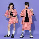 子供ダンスセットアップ チェック柄ヒップホップジャズダンス衣装 春夏ミニスカート ハーフパンツ tシャツ2点/3点セット チェックジャケット 男の子女の子社交ダ...