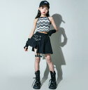 女の子ヒップホップジャズダンス衣装 波柄タンクトップtシャツ+ショートスカート2点セットアップ チアガール団体服 jazz春夏子供社交ダンス衣装キッズHIPHOP 舞台演出服 発表会 チアリーディング 110-180cm