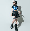 女の子ヒップホップジャズダンス衣装 可愛い兎タンクトップtシャツ+ショートスカート2点セットアップ チアガール団体服 jazz春夏子供社交ダンス衣装キッズHIPHOP 舞台演出服 発表会 チアリーディング 110-180cm