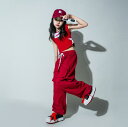 女の子ヒップホップジャズダンス衣装 スター柄タンクトップtシャツ+ロング丈サルエルパンツ2点セットアップ チアガール団体服 jazz春夏子供社交ダンス衣装キッズ...