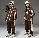 子供hiphopjazzダンス衣装 キッズヒップホップジャズダンス衣装 クリスマス コスチューム 切り替えパーカージャージ ジャケット+パンツ2点/3点セット...