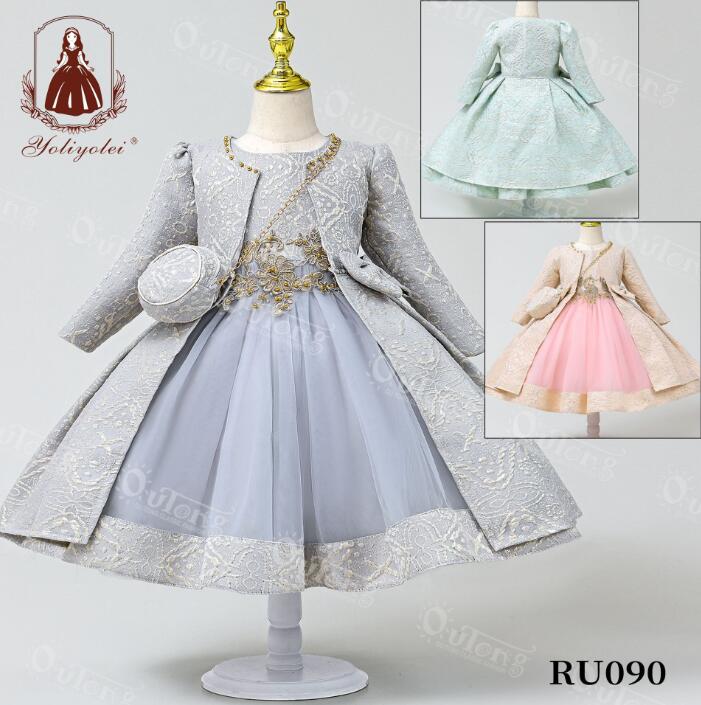 Rakuten - 女の子ドレス　パーティードレス お嬢風ドレス 2点セットアップ　フランス風　羽織　リボン　可愛いノースリーブワンピース　カバンおまけ　フォーマル　Aライン　結婚式　ピアノ発表会 女児ドレス キレイめ 演奏会ドレス 女の子ドレス