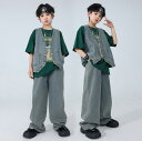 子供ダンス衣装 デニムヒップホップジャズダンスウェア デニムベスト ジーンズ 半袖tシャツ 2/3点セットアップ 春秋夏キッズhiphopjazzダンス服 舞台演出服 女の子/男の子ステージ演出服 社交ダンス衣装 キッズダンス衣装 コスチューム