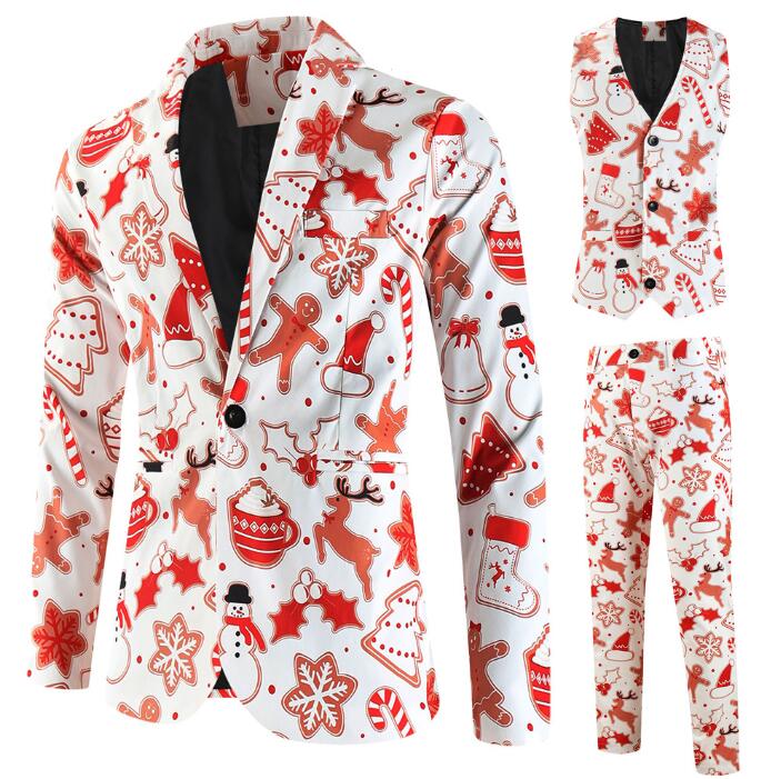 メンズスーツセットクリスマス柄スー...