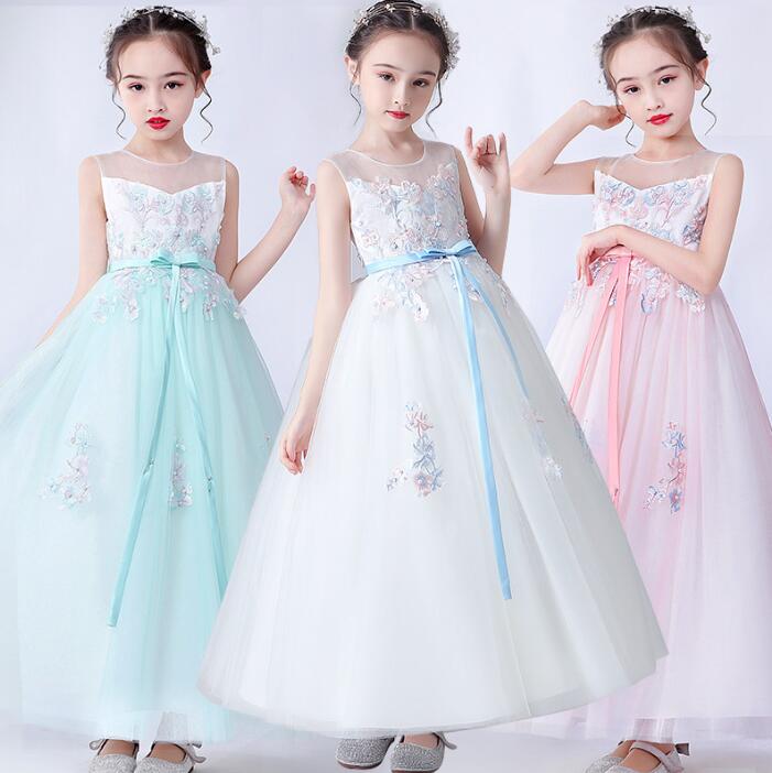 Rakuten - 子供ドレス女の子マキシ丈ワンピース 子どもドレス ノースリーブ夏ドレス 発表会 ドレス ロングピアノ発表会 ドレス 結婚式 フォーマル 七五三 ジュニア 刺繍 中学生入学式 卒業式 小学生結婚式ドレスキッズ