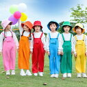 子供ダンス衣装 サロペットセット カラフル オールインワン パーカー+ロングパンツ2点セットアップ 女の子/男の子ジャズヒップホップダンス服 コットン100% 普段着 チアリーディング舞台演出服 キッズhiphopjazz舞台ダンス衣装 男女兼用ステージ演出ウェア