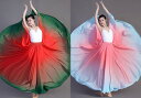 レディース舞台ダンス衣装 大人シフォンスカート マキシ丈 180°/360°/540°/720°大きい裾 社交ダンススカート 切り替え 古典/バレエ/ヨガダンス...