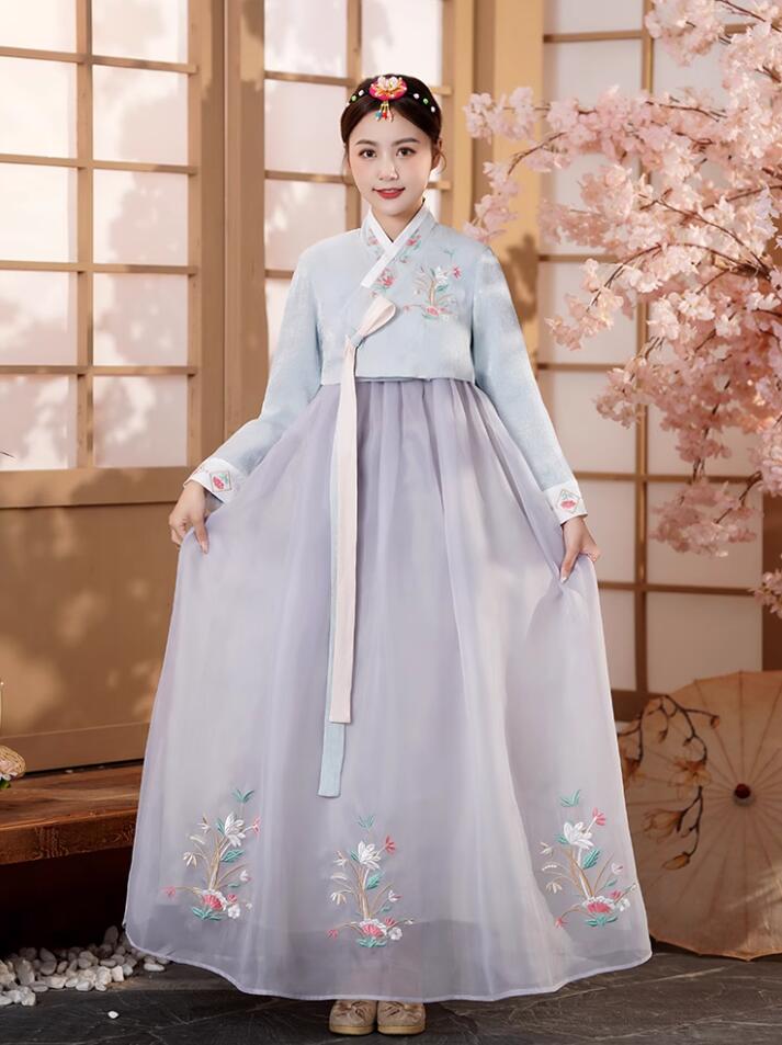 韓服韓国民族衣裳チマチョゴリ 新作 刺繍入ドレス　舞台ステージダンス衣装 8色　...
