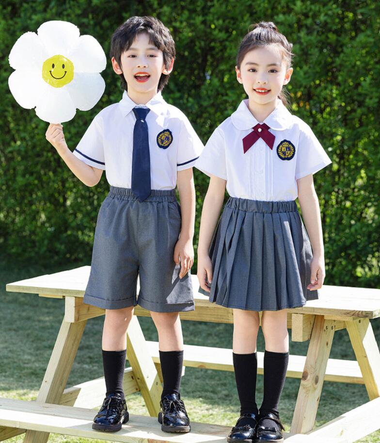 子供学園制服 女の子男の子半袖ワイシャツ＋パンツ/スカート プリーツスカート　イギリス風　夏合唱団　チアダンス中小生制服　幼稚園　キッズジュニア/女の子男の子ダンス衣装　コスチューム　新作　発表会舞台演出服　卒業式