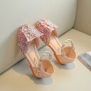 女の子サンダル キッズ子供靴 蝶柄リボンパンプス ピアノ 発表会演出靴/ダンスシューズ スパンコール フォーマルシューズ可愛いお嬢風革シューズ 発表会結婚式卒業...
