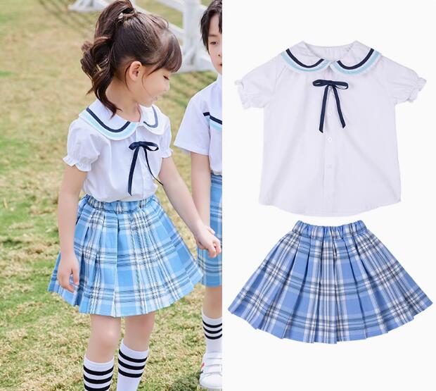 子供学園スーツセット かわいいキッズ学園制服　ステージ 半袖ワイシャツ　夏中小生幼稚園制服　男の子女の子　リボン　　ジュニア/女の子男の子ダンス衣装　コスチューム　発表会舞台演出服　卒業式　合唱団