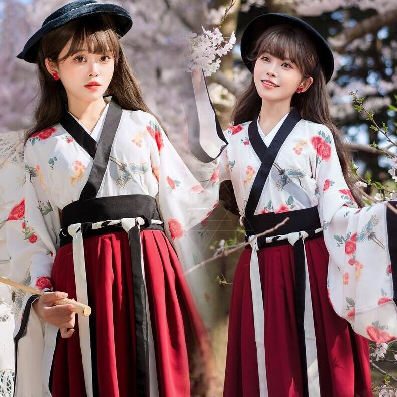 日系ロリータ ワンピース ハロウィンコスプレ衣装 普段着 改良漢服3点セットアップ 花柄振袖tシャツ プリーツスカート 和風 ロング丈/ショート丈スカート コスチューム 着物風漢服 森ガール ロリータ yamadasyouji-10008786 yamadasyouji サンプル画像3