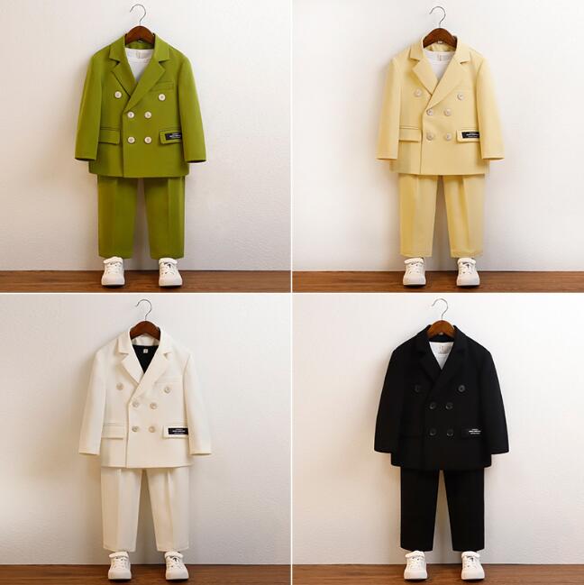 Rakuten - 子供スーツ 無地ジュニア キッズスーツ 長袖ワイシャツ4点セットアップ 男の子タキシードジャケットフォーマルパンツセット ダブルボタン 結婚式 卒業式 入学式 入園 ピアノ 発表会 演奏会 礼服 イベント