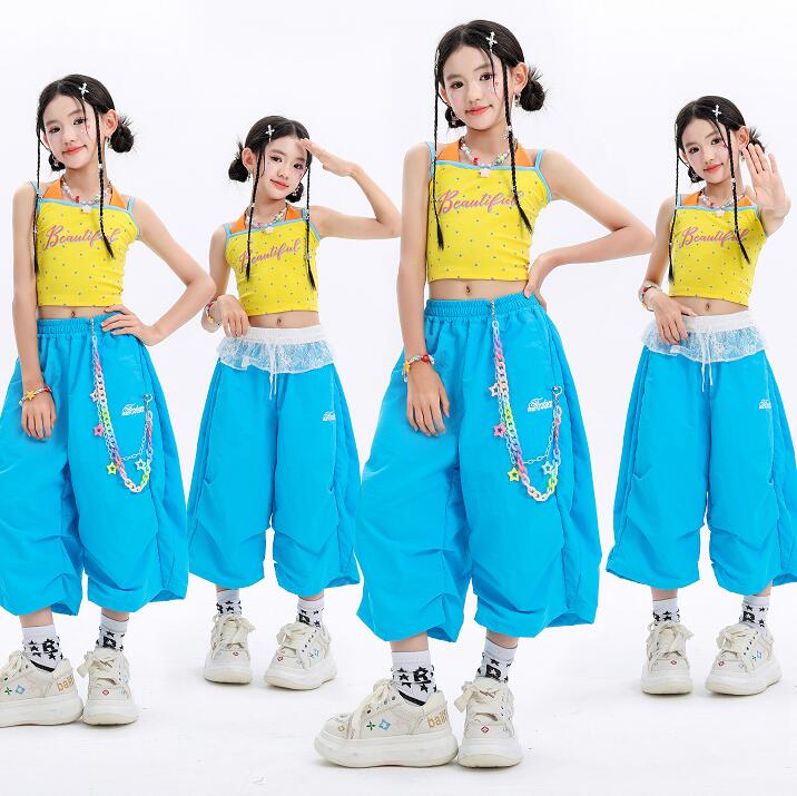Детское платье‑костюм для джаз‑хип‑хоп выступлений, seven‑part pants комплект для танцев, стиль jzaa hiphop popping locking