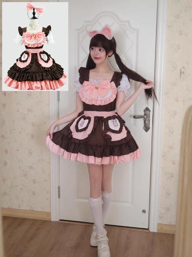 日系ロリータドレス ショート丈メイド服 可愛いハロウィンコスプレ衣装 エプロン レディースメイド服 少女ドレス 半袖ロリータワンピース コスチューム 女装 仮装 フレア lolita ロリータエプロンドレス ウェイトレス レディース 女子 学生 萌え萌え 変装S-5XL yamadasyouji-10010025 yamadasyouji パッケージ画像