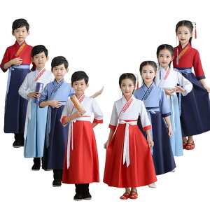 半袖子供中華唐装・漢服 6タイプ 女の子男の子舞台コスプレ衣装 キッズ中国古代コスプレ衣装 中華舞台表演衣装 イベントコスチューム衣装 私塾 コスプレ団体服 イベント写真撮影 学園祭文化祭舞台服装 コスプレ仮装