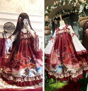 ロリータワンピース キャミソールドレス 苺柄 新作 ゴージャス ロリータ服 メイド風ワンピース 宮廷風 ティアードドレスミモレ丈コスプレ 豪華 発表会 文化祭 舞台オペラコスチューム発表会 謝恩会 個性 学園祭 文化祭 演出服 ワンピースcosplay衣裳 白/赤 単品/セット対応