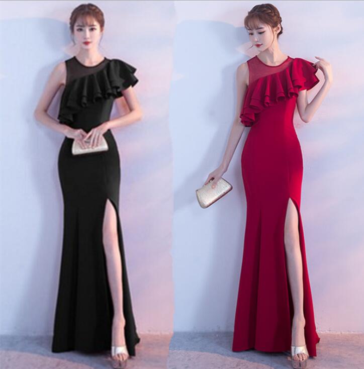 パーティードレス ブライズメイドドレス 花嫁ドレス2色 ウエディングドレス ワンピース 姉妹ドレス 結婚式 二次会 マキシ丈ドレス ワンピース フォマールドレス団体服 演奏会 発表会 宴会 卒業式 成人式 披露宴 お呼ばれ ウェディングドレス S M L XL 黒 赤