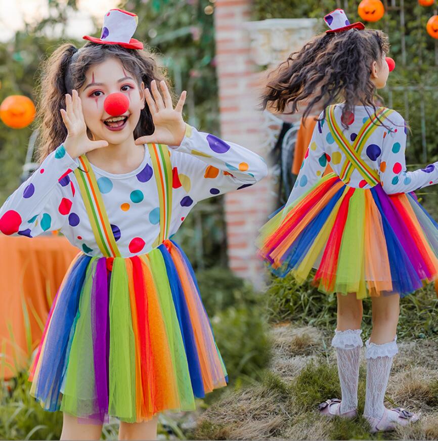 ハロウィン衣装 　ピエロコスチューム 子供コスプレ衣装 コスチューム cosplay 可愛い悪魔 仮装 変装 ウィッチ 子供可愛い面白い 女の子 ハロウィン仮装 コスプレ衣装 余興 コスプレ コスチューム 仮装 子供ワンピース 演出服ハロウィンドレス110cm-150cm