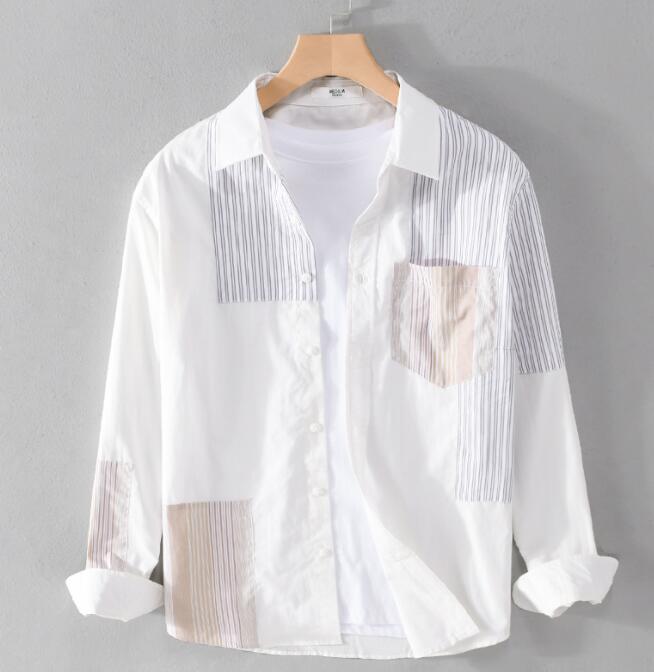 長袖シャツメンズコットンシャツトッ...