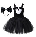 子供ハロウィン衣装 キャミソールドレス ワンピース 髪飾り ダンス衣装 ハロウィンコスプレ衣装 コスチューム衣装 コスプレ子供ダンス衣装 ポンポンスカート チュール チュチュウィッチ 仮装 変装 ゴシック ハロウィーン衣装 舞台ステージ衣装