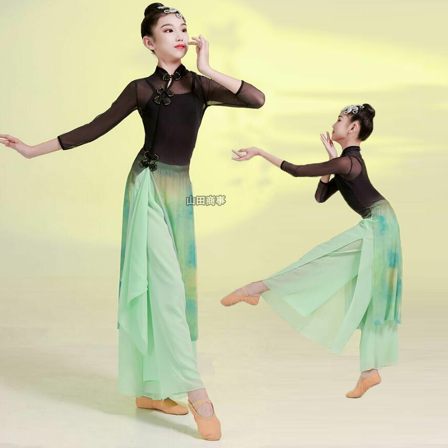 子供ダンス衣装 チャイナ風 キッズダンス 古典ダンス モダンダンス トップス+キャミソール+パンツ3点セット バレエ 社交ダンス 衣装 練習着 レッスン着 ロ...