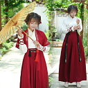 レディース中華コスプレ衣装 漢服 コスチューム チャイナ服 ワンピース 唐装 侠客服 中華服 華流 コスチューム 舞台 ステージ衣装 ハロウィン 衣装 2点セット/3点セット 巻きスカート 袴風 時代劇 コスプレ 衣装 長袖 小袖 タンチョウ 文化祭 イベントS-XL(3)