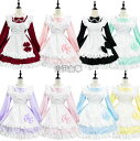 メイド服 ワンピース 7色 ロリータ ワンピース 長袖ワンピース エプロン ショート丈 ミニ丈 ロリータ ワンピース メイド服 lolita 可愛い 裾フリル リボン エプロンドレス ウェイトレス 女装 大人 ジュニア ハロウィン コスプレ衣装メイド コスチューム S-5XL
