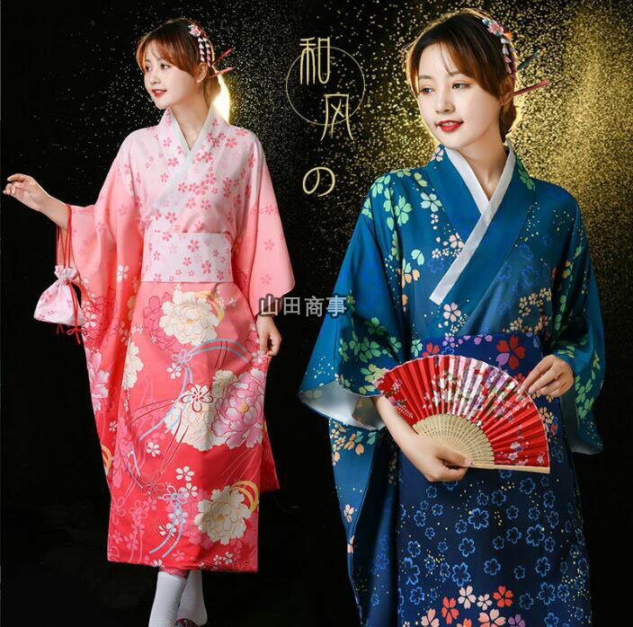 少女着物 振袖着物 浴衣 女性ワンピース 花柄可愛い着物 2色コスプレ衣装 ダンス衣装 ロング丈 浴衣 エレガント コスチューム 練習用ダンス衣装 撮影 出演衣...