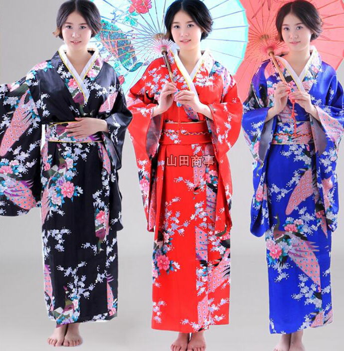 レディース着物 浴衣 女性ワンピース マクジャク柄可愛い着物 大きいリボン 5色コスプレ衣装 ダンス衣装 ロング丈 浴衣 エレガント コスチューム 練習用ダンス...
