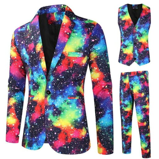 欧米風メンズスーツ 星空柄ベスト スーツセット舞台服 バレンタインデー ステージ衣裳 クリスマス衣装 単品/セット対応可能 コート+ベスト+パンツ3点セット 舞台 演出服 コスチューム ハロウイン タキシード コート ベスト ズボン カラオケ 魔術師 忘年会 演出服 M-4XL