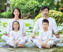 チャイナ風太極拳服 綿麻 上下セットアップ 親子ペア ママパパ子供カジュアルセットアップ ジョッキング 半袖 ヨガ練習服 カンフー 座禅 春夏 家族お揃い ルー...