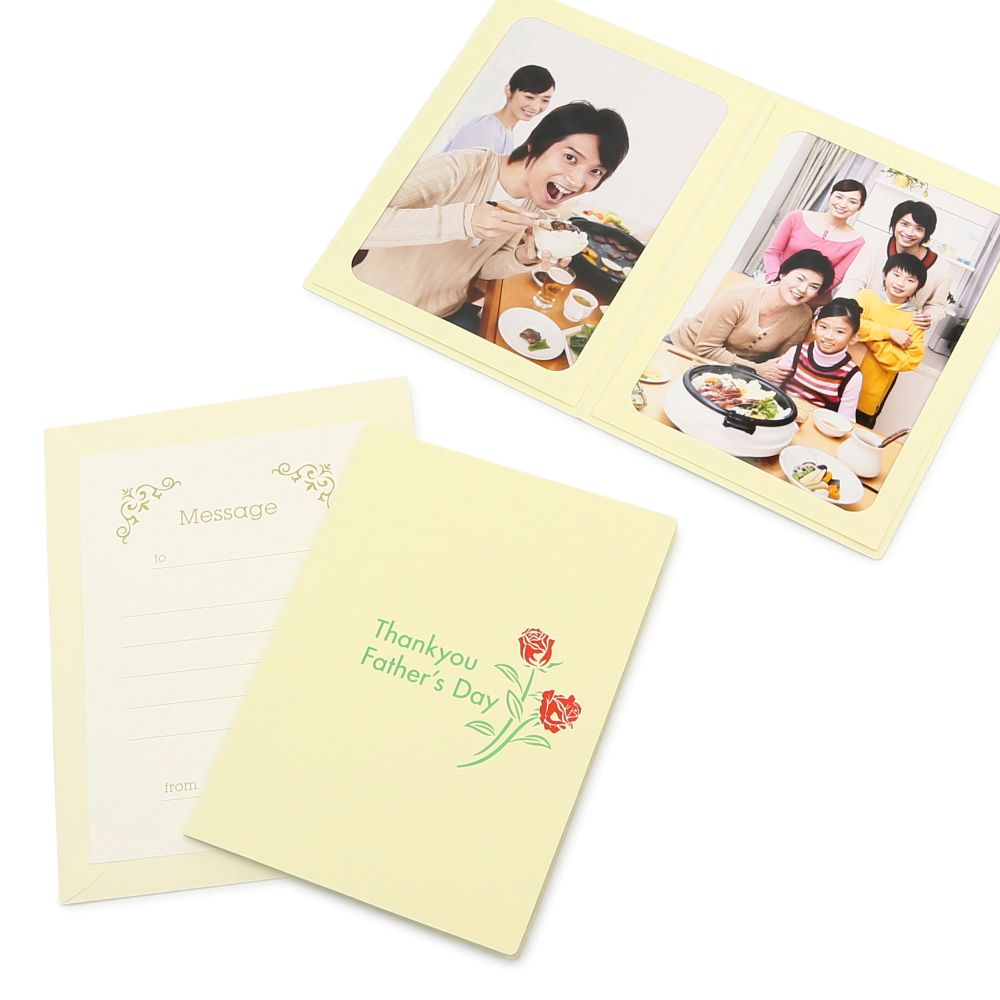 ペーパー フォトフレーム 写真台紙 父の日 ギフト Father's Day/赤いばら 2Lサイズ (127×178mm) 2面タテ クリーム