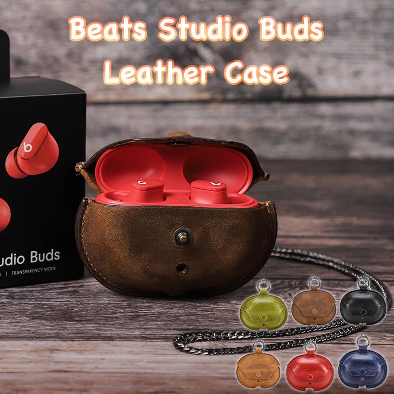 【本革ケース】Beats Studio Buds ケース 収納カバー 本革 レザーケース 全面保護カバー beats studio buds 保護ケース 指紋防止 耐衝撃 軽量 キズ防止 滑り止め 本革 ケース 耐衝撃 充電対応 おしゃれ Beats Studio Buds対応 カバー ストラップ付き