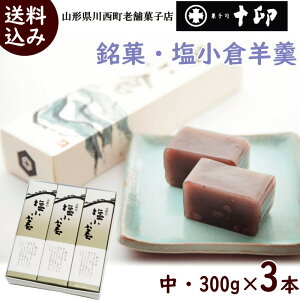 塩ようかん 送料無料 山形県川西町の老舗菓子店菓子司十印 銘菓 塩小倉羊羹 中 3本 300g×3本